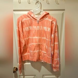 Abercrombie Kids Sweatshirt 15/16 Pink Tie Dye Zip-Up Hoodie Comfort Classic